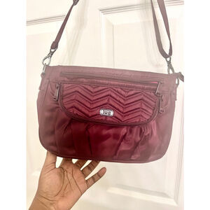 Lug MAMBO ~ Crossbody Bag Wine Nylon Many Pockets ~ Lightweight